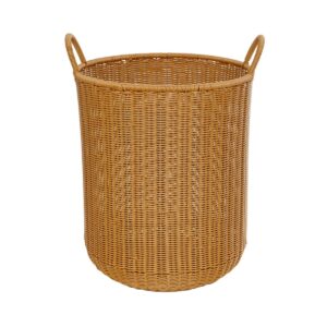 GloboStar® Artificial Garden TORINO 21492 Διακοσμητικό Πλεκτό Καλάθι – Κασπώ Γλάστρα – Flower Pot Μπεζ Φ37cm x Υ52cm