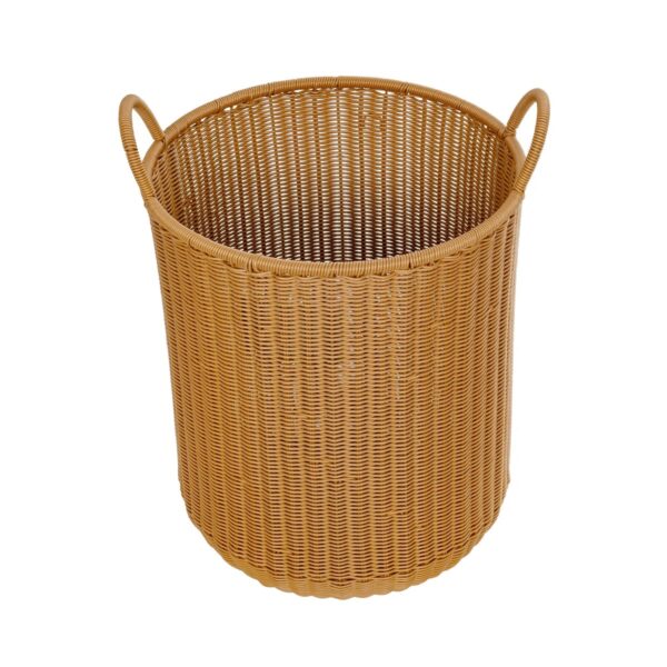 GloboStar® Artificial Garden TORINO 21492 Διακοσμητικό Πλεκτό Καλάθι – Κασπώ Γλάστρα – Flower Pot Μπεζ Φ37cm x Υ52cm