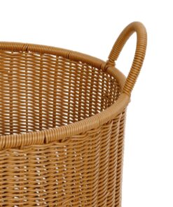 GloboStar® Artificial Garden TORINO 21492 Διακοσμητικό Πλεκτό Καλάθι – Κασπώ Γλάστρα – Flower Pot Μπεζ Φ37cm x Υ52cm