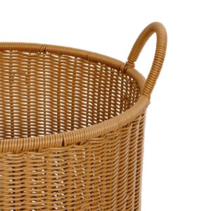 GloboStar® Artificial Garden TORINO 21492 Διακοσμητικό Πλεκτό Καλάθι – Κασπώ Γλάστρα – Flower Pot Μπεζ Φ37cm x Υ52cm