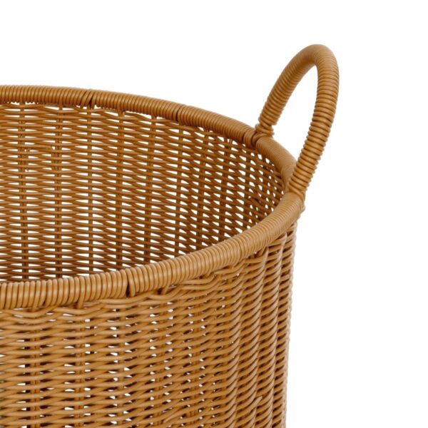 GloboStar® Artificial Garden TORINO 21492 Διακοσμητικό Πλεκτό Καλάθι – Κασπώ Γλάστρα – Flower Pot Μπεζ Φ37cm x Υ52cm