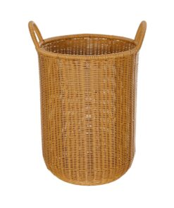 GloboStar® Artificial Garden TORINO 21493 Διακοσμητικό Πλεκτό Καλάθι – Κασπώ Γλάστρα – Flower Pot Μπεζ Φ31cm x Υ47cm
