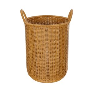 GloboStar® Artificial Garden TORINO 21493 Διακοσμητικό Πλεκτό Καλάθι – Κασπώ Γλάστρα – Flower Pot Μπεζ Φ31cm x Υ47cm