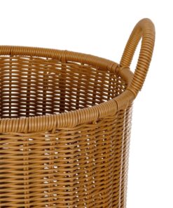 GloboStar® Artificial Garden TORINO 21493 Διακοσμητικό Πλεκτό Καλάθι – Κασπώ Γλάστρα – Flower Pot Μπεζ Φ31cm x Υ47cm