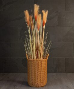 GloboStar® Artificial Garden TORINO 21493 Διακοσμητικό Πλεκτό Καλάθι – Κασπώ Γλάστρα – Flower Pot Μπεζ Φ31cm x Υ47cm