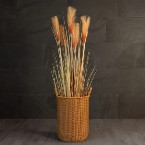GloboStar® Artificial Garden TORINO 21493 Διακοσμητικό Πλεκτό Καλάθι – Κασπώ Γλάστρα – Flower Pot Μπεζ Φ31cm x Υ47cm