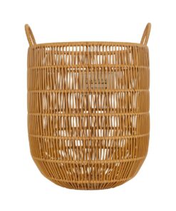 GloboStar® Artificial Garden OSAKA 21494 Διακοσμητικό Πλεκτό Καλάθι – Κασπώ Γλάστρα – Flower Pot Μπεζ Φ30cm x Υ41cm