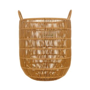 GloboStar® Artificial Garden OSAKA 21494 Διακοσμητικό Πλεκτό Καλάθι – Κασπώ Γλάστρα – Flower Pot Μπεζ Φ30cm x Υ41cm
