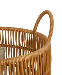 GloboStar® Artificial Garden OSAKA 21494 Διακοσμητικό Πλεκτό Καλάθι – Κασπώ Γλάστρα – Flower Pot Μπεζ Φ30cm x Υ41cm