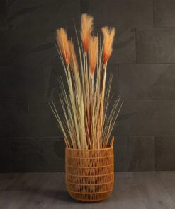 GloboStar® Artificial Garden OSAKA 21494 Διακοσμητικό Πλεκτό Καλάθι – Κασπώ Γλάστρα – Flower Pot Μπεζ Φ30cm x Υ41cm