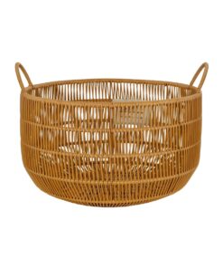 GloboStar® Artificial Garden COCOA 21495 Διακοσμητικό Πλεκτό Καλάθι – Κασπώ Γλάστρα – Flower Pot Μπεζ Φ30cm x Υ40cm