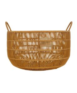 GloboStar® Artificial Garden COCOA 21495 Διακοσμητικό Πλεκτό Καλάθι – Κασπώ Γλάστρα – Flower Pot Μπεζ Φ30cm x Υ40cm