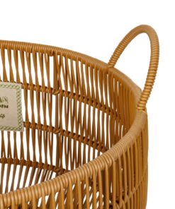 GloboStar® Artificial Garden COCOA 21495 Διακοσμητικό Πλεκτό Καλάθι – Κασπώ Γλάστρα – Flower Pot Μπεζ Φ30cm x Υ40cm