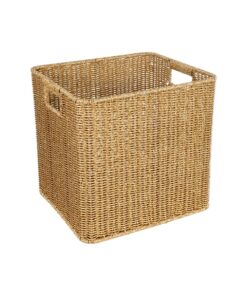 GloboStar® Artificial Garden CAVES 21496 Διακοσμητικό Πλεκτό Καλάθι – Κασπώ Γλάστρα – Flower Pot Μπεζ Μ32 x Π28 x Υ30cm