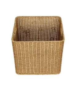 GloboStar® Artificial Garden CAVES 21496 Διακοσμητικό Πλεκτό Καλάθι – Κασπώ Γλάστρα – Flower Pot Μπεζ Μ32 x Π28 x Υ30cm