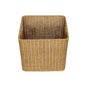 GloboStar® Artificial Garden CAVES 21496 Διακοσμητικό Πλεκτό Καλάθι – Κασπώ Γλάστρα – Flower Pot Μπεζ Μ32 x Π28 x Υ30cm