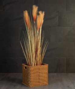 GloboStar® Artificial Garden CAVES 21496 Διακοσμητικό Πλεκτό Καλάθι – Κασπώ Γλάστρα – Flower Pot Μπεζ Μ32 x Π28 x Υ30cm