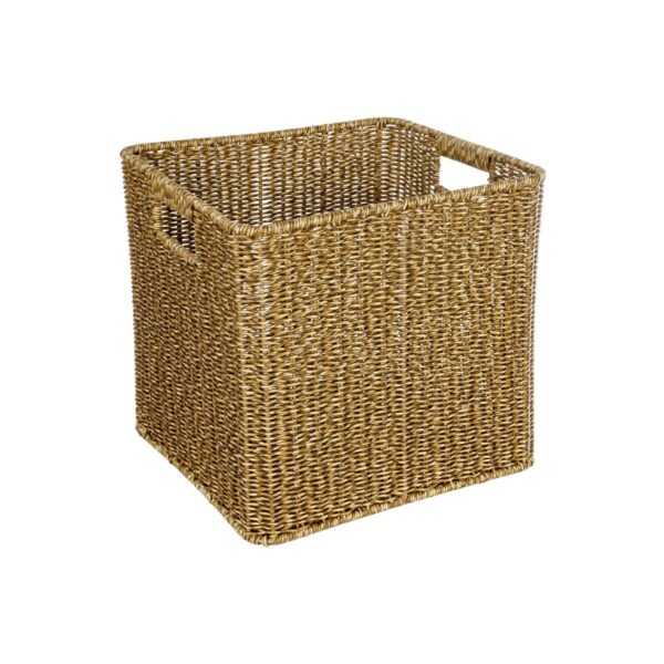 GloboStar® Artificial Garden SIENA 21497 Διακοσμητικό Πλεκτό Καλάθι – Κασπώ Γλάστρα – Flower Pot Μπεζ Μ32 x Π28 x Υ30cm