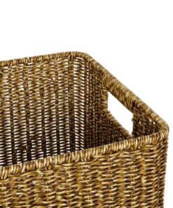 GloboStar® Artificial Garden SIENA 21497 Διακοσμητικό Πλεκτό Καλάθι – Κασπώ Γλάστρα – Flower Pot Μπεζ Μ32 x Π28 x Υ30cm