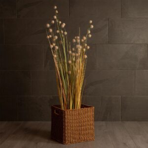 GloboStar® Artificial Garden SIENA 21497 Διακοσμητικό Πλεκτό Καλάθι – Κασπώ Γλάστρα – Flower Pot Μπεζ Μ32 x Π28 x Υ30cm