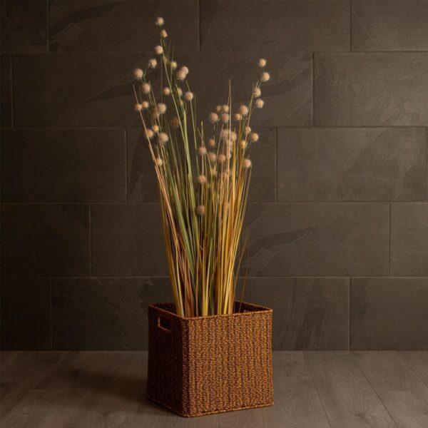 GloboStar® Artificial Garden SIENA 21497 Διακοσμητικό Πλεκτό Καλάθι – Κασπώ Γλάστρα – Flower Pot Μπεζ Μ32 x Π28 x Υ30cm