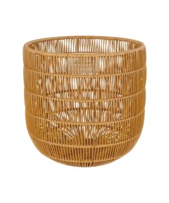 GloboStar® Artificial Garden DAKOTA 21498 Διακοσμητικό Πλεκτό Καλάθι – Κασπώ Γλάστρα – Flower Pot Μπεζ Φ33cm x Υ33cm