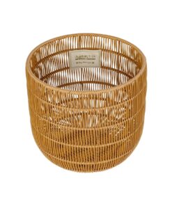 GloboStar® Artificial Garden DAKOTA 21498 Διακοσμητικό Πλεκτό Καλάθι – Κασπώ Γλάστρα – Flower Pot Μπεζ Φ33cm x Υ33cm