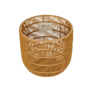 GloboStar® Artificial Garden DAKOTA 21498 Διακοσμητικό Πλεκτό Καλάθι – Κασπώ Γλάστρα – Flower Pot Μπεζ Φ33cm x Υ33cm