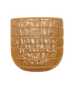 GloboStar® Artificial Garden DAKOTA 21498 Διακοσμητικό Πλεκτό Καλάθι – Κασπώ Γλάστρα – Flower Pot Μπεζ Φ33cm x Υ33cm