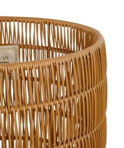 GloboStar® Artificial Garden DAKOTA 21498 Διακοσμητικό Πλεκτό Καλάθι – Κασπώ Γλάστρα – Flower Pot Μπεζ Φ33cm x Υ33cm