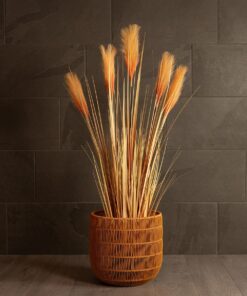 GloboStar® Artificial Garden DAKOTA 21498 Διακοσμητικό Πλεκτό Καλάθι – Κασπώ Γλάστρα – Flower Pot Μπεζ Φ33cm x Υ33cm