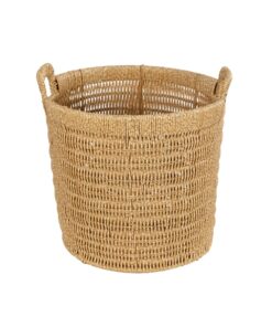 GloboStar® Artificial Garden BARBADOS 21499 Διακοσμητικό Πλεκτό Καλάθι – Κασπώ Γλάστρα – Flower Pot Μπεζ Μ28 x Π28 x Υ26cm