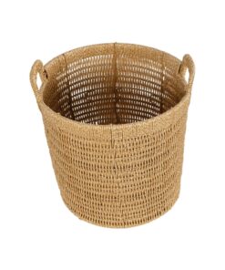 GloboStar® Artificial Garden BARBADOS 21499 Διακοσμητικό Πλεκτό Καλάθι – Κασπώ Γλάστρα – Flower Pot Μπεζ Μ28 x Π28 x Υ26cm