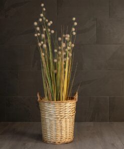 GloboStar® Artificial Garden ARIZONA 21503 Διακοσμητικό Πλεκτό Καλάθι – Κασπώ Γλάστρα – Flower Pot Μπεζ Φ36 x Υ38cm