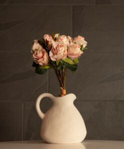 GloboStar® Artificial Garden ARMENOVILLE 21505 Διακοσμητικό Κεραμικό Βάζo Μπέζ Μ18 x Π15 x Υ16 cm