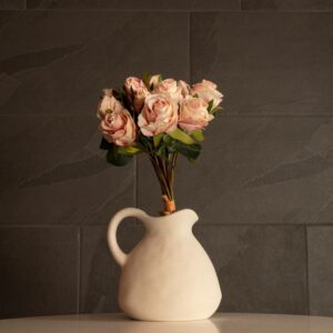 GloboStar® Artificial Garden ARMENOVILLE 21505 Διακοσμητικό Κεραμικό Βάζo Μπέζ Μ18 x Π15 x Υ16 cm