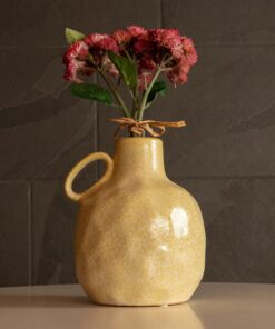 GloboStar® Artificial Garden SCHEELITE 21507 Διακοσμητικό Κεραμικό Βάζo Μπέζ Φ15 x Υ17 cm