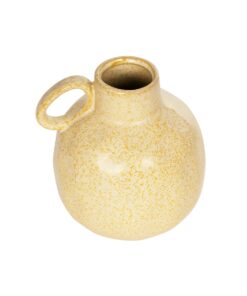 GloboStar® Artificial Garden SCHEELITE 21508 Διακοσμητικό Κεραμικό Βάζo Μπέζ Φ11 x Υ12 cm