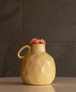 GloboStar® Artificial Garden SCHEELITE 21508 Διακοσμητικό Κεραμικό Βάζo Μπέζ Φ11 x Υ12 cm