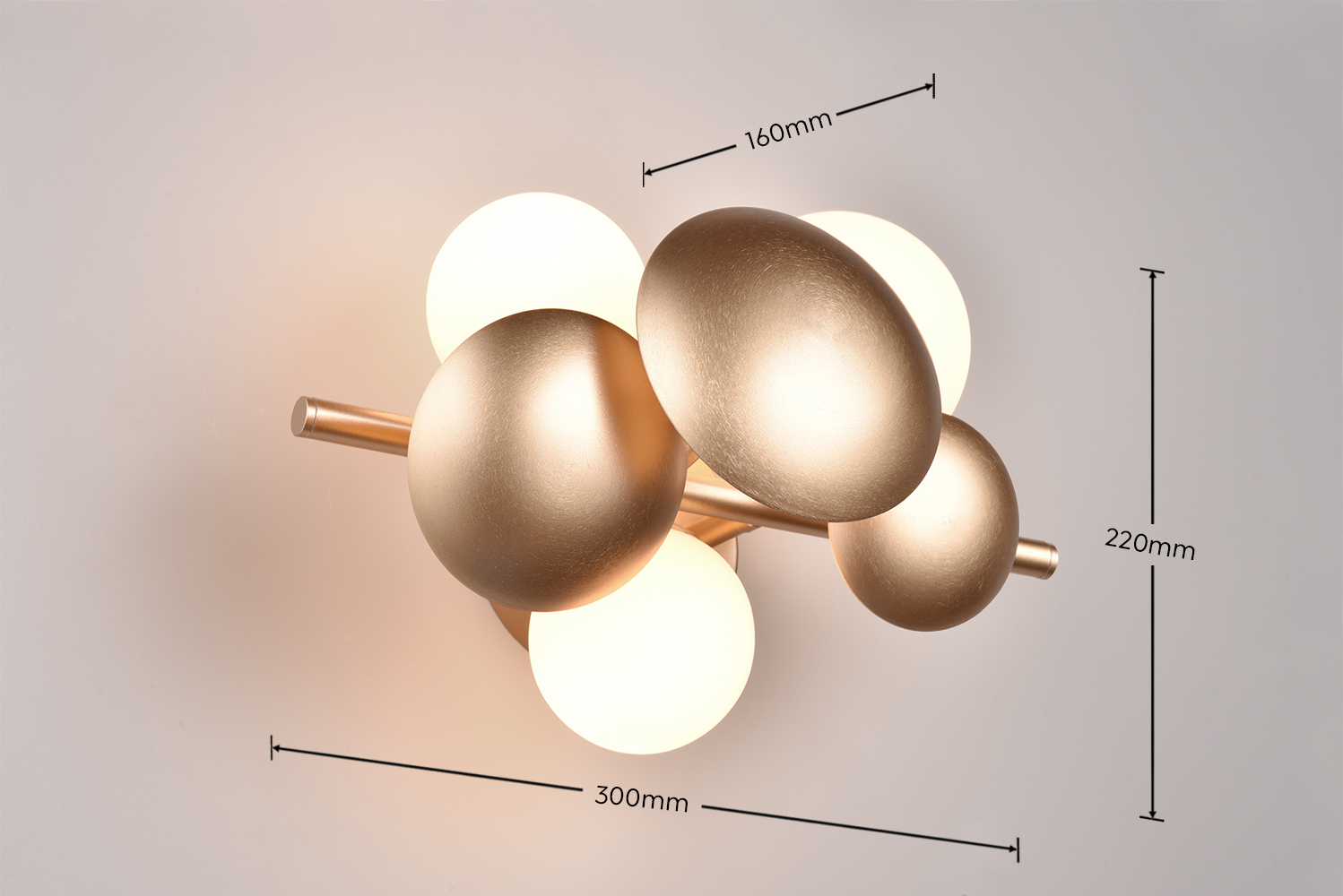 Trio Lighting Επιτοίχιο Φωτιστικό 3x G9 Χρυσό & Οπάλ Γυαλί – 217400379