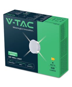 LED Φωτιστικό Τοίχου 4W V-TAC Λευκό Στρογγυλό με 4 Δέσμες IP65 Φυσικό 4000Κ – 218214