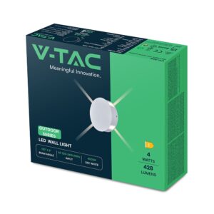 LED Φωτιστικό Τοίχου 4W V-TAC Λευκό Στρογγυλό με 4 Δέσμες IP65 Φυσικό 4000Κ – 218214