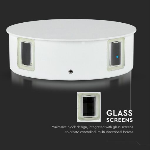 LED Φωτιστικό Τοίχου 4W V-TAC Λευκό Στρογγυλό με 4 Δέσμες IP65 Φυσικό 4000Κ – 218214