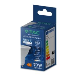 LED Λάμπα GU10 CREE CHIP 7.5W V-TAC 110° 610lm Ψυχρό Λευκό 6500K – 218746