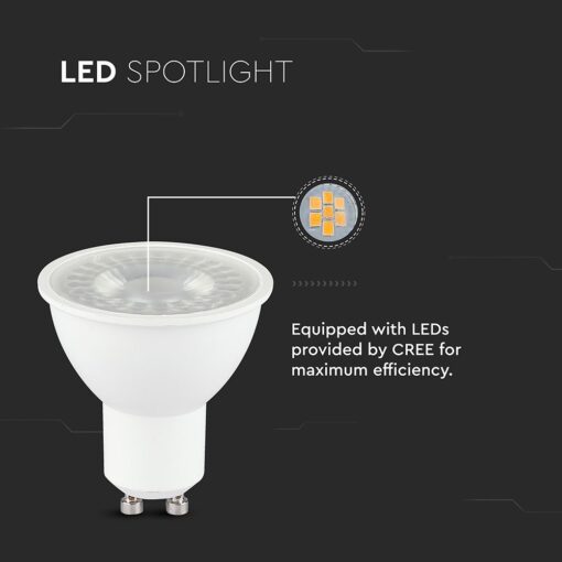 LED Λάμπα GU10 CREE CHIP 7.5W V-TAC 38° 610lm Ψυχρό Λευκό 6500K – 218776