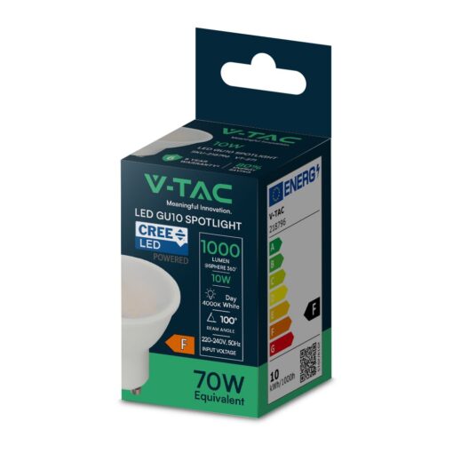 LED Λάμπα GU10 CREE CHIP 10W V-TAC 110° 1000lm Φυσικό Λευκό 4000K – 218796