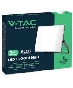 100W LED Προβολέας V-TAC με Οπάλ Κάλυμμα Μαύρος CCT 10000lm IP65 – 23767
