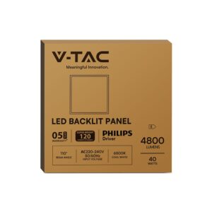 LED Πάνελ Τετράγωνο Χωνευτό 60X60cm 40W V-TAC 4800lm Ψυχρό Λευκό 6500K Philips Driver – 23823