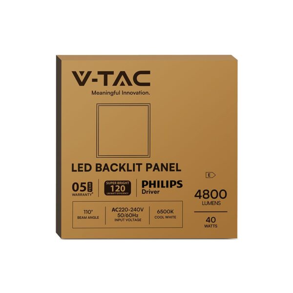 LED Πάνελ Τετράγωνο Χωνευτό 60X60cm 40W V-TAC 4800lm Ψυχρό Λευκό 6500K Philips Driver – 23823