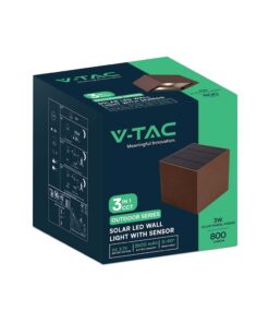 Ηλιακό Φωτιστικό Τοίχου LED 9W CCT Καφέ IP65 με Ανιχνευτή Κίνησης